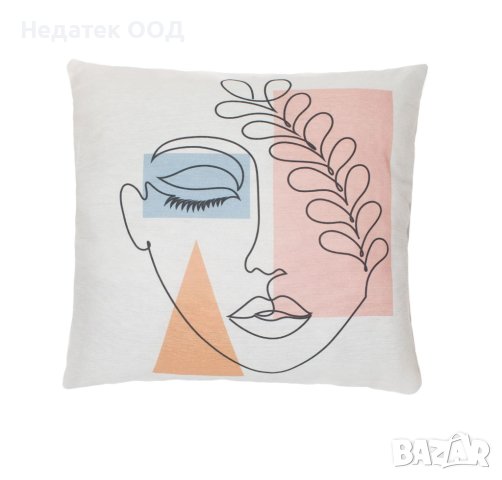 Декоративна възглавница, 40х40см, Розова/ синя/ бяла