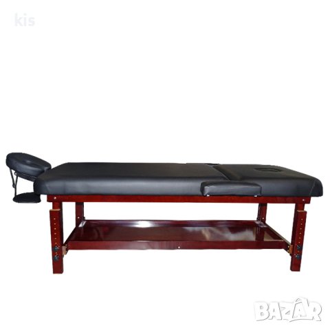 Стационарно дървено легло за масаж и козметика 309, Черно/Бежово, снимка 7 - Кушетки - 41598832