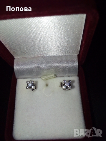 18 к.  с диаманти  италиански златни  обеци 