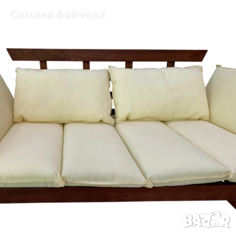 Диван Muhler Meranti с матрак и възглавница BEIGE, снимка 2 - Дивани и мека мебел - 52807492