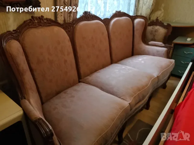 диван винтидж от масив с дърворезба , снимка 3 - Дивани и мека мебел - 50290706