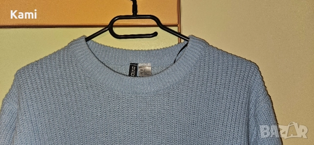 Светло син пуловер HM, XS размер, снимка 3 - Блузи с дълъг ръкав и пуловери - 51945470