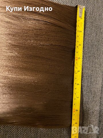 Екстеншън права кестенява коса ред с клипси 55см синтетика, снимка 7 - Продукти за коса - 38989816