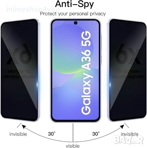 Privacy 5D Стъклен протектор за Samsung Galaxy A36 A56- Anti Spy, снимка 4 - Фолия, протектори - 50825780