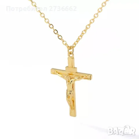 Позлатен ланец с разпятие , снимка 5 - Колиета, медальони, синджири - 48912830