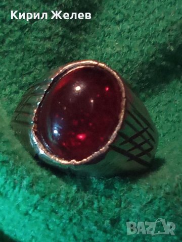 КРАСИВ КЛАСИЧЕСКИ АРИСТОКРАТИЧЕН ПРЪСТЕН от ПОСРЕБРЕНА БЛАГОРОДНА СТОМАНА с ПОЛИРАН КРИСТАЛ 17646