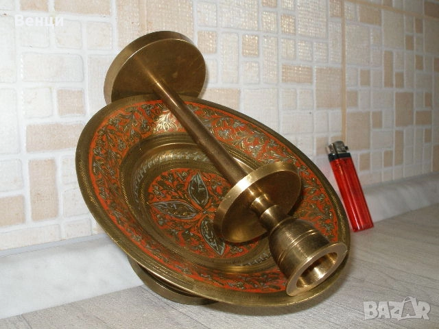 Купа Свещник-Месинг, снимка 15 - Антикварни и старинни предмети - 52048514