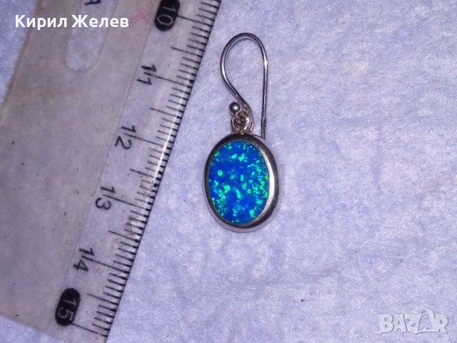СКЪПОЦЕННА СРЕБЪРНА АРТ НУВО СТИЛ АНГЛИЙСКА ОБЕЦА СРЕБРО 925 с ПРЕКРАСЕН ШЛИФОВАН ОПАЛ 38691, снимка 12 - Обеци - 41730336