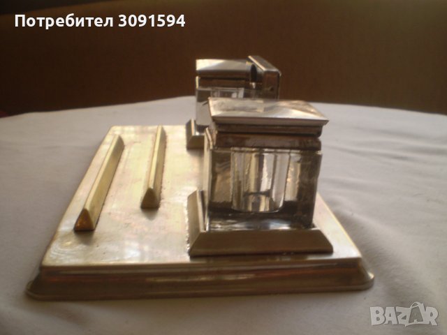 АНТИКВАРНА настолна мастилница GDR никелиран бронз кристал, снимка 10 - Антикварни и старинни предмети - 38693629