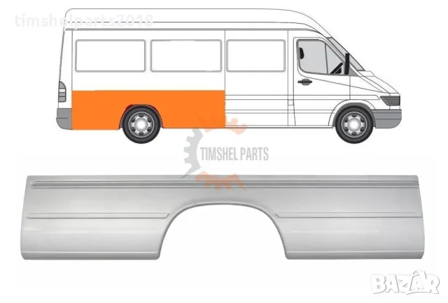 Заден калник панел (Дълга База) за Mercedes Sprinter , VW LT 1995 - 2006 год. - Пасажерска страна