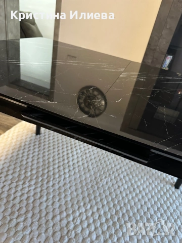 Трапезна стъклена маса четна, мрамор, снимка 4 - Маси - 53358375