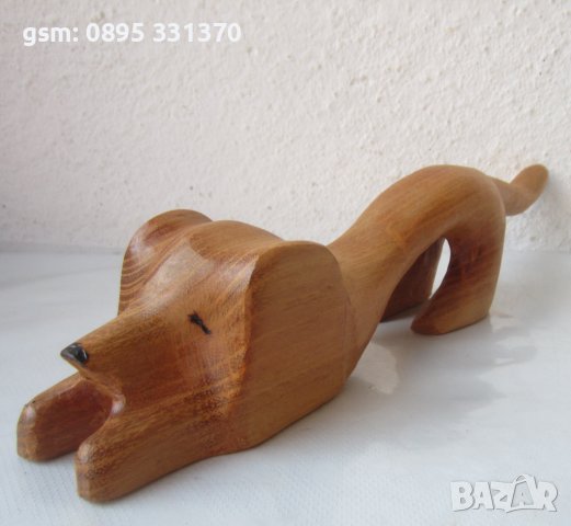 Куче от дърво, отварачка, фигура, дърворезба, дърво, снимка 2 - Статуетки - 40211865