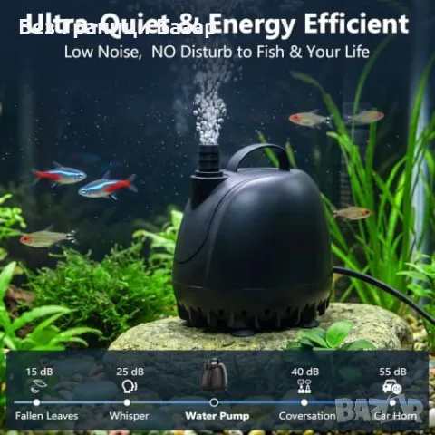 Нова Потопяема дренажна помпа hygger 50W 3000 л/ч за басейн хидропоника аквариум езерце, снимка 4 - Други - 55933752