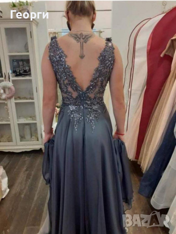 Бална рокля сиво сребърна, снимка 3 - Рокли - 36146188