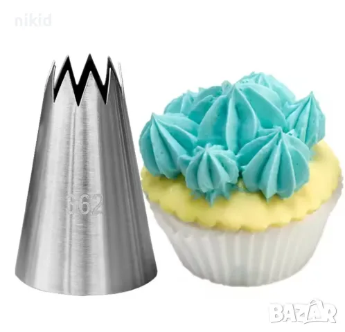 #356 362 голям метален накрайник дюза за пош  крем украса торта декор, снимка 2 - Аксесоари за кухня - 32831698