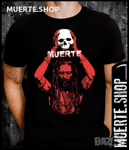 Черна тениска с щампа RED NATIVE SKULL