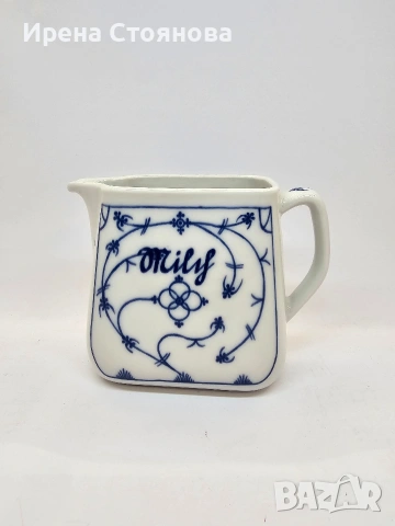 Кана за мляко с декор сламено цвете, "Indisch Blau" Walter. Кана за мляко с декор сламено цвете 