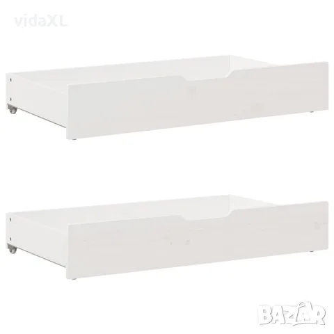vidaXL Легло с чекмеджета, без матрак, бяло, 90x200 см, масивно дърво, снимка 8 - Спални и легла - 56146955