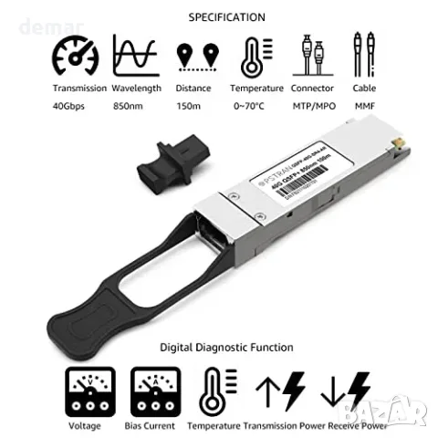 Оптичен модул 40GBASE-SR4 QSFP+ 850 нм, съвместим с Arista QSFP-40 г-SR4, снимка 2 - Други стоки за дома - 56011823