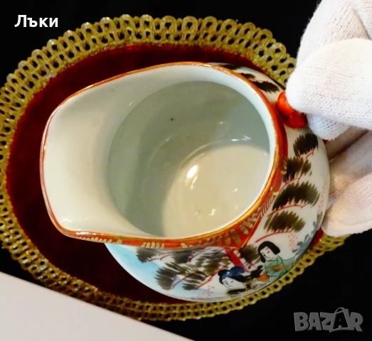 Кана,каничка японски порцелан Kutani,злато. , снимка 5 - Антикварни и старинни предмети - 51230504