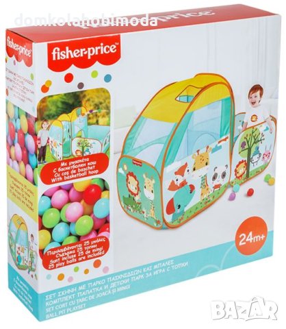 Палатка с детски кът и 25 топки по 5 сантиметра Fisher Price