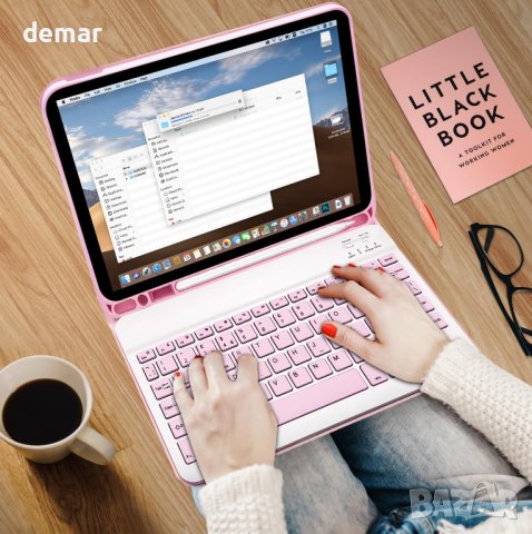 Калъф с клавиатура за iPad 10.2 2021/2020/2019 - розов, снимка 5 - Калъфи, кейсове - 42326419