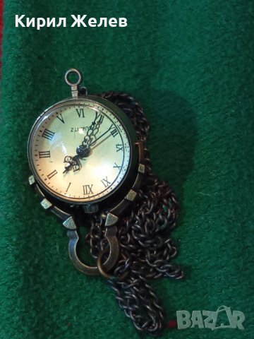 КРАСИВ МЕСИНГОВ ВИНТИДЖ КВАРЦОВ ЧАСОВНИК - МЕДАЛЬОН БЕЛ - ЕПОК СТИЛ с ВЕРИЖКА 14778 , снимка 3 - Колиета, медальони, синджири - 35261570