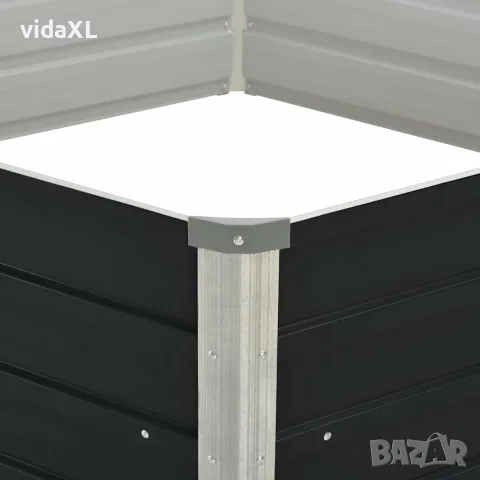 vidaXL Повдигната леха, антрацит, 129x129x45 см, поцинкована стомана, снимка 3 - Саксии и кашпи - 56147574