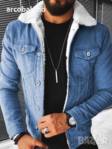 Мъжко дънково яке от удебелен деним в плюшен стил, 4цвята, снимка 7 - Якета - 39733064