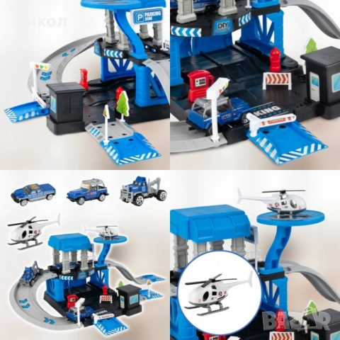 Полицейски паркинг на два етажа и 3 машини, снимка 3 - Коли, камиони, мотори, писти - 53844074