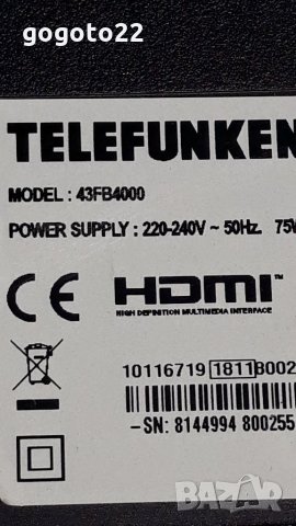 Telefunken 43FB4000 на части , снимка 2 - Телевизори - 34368107
