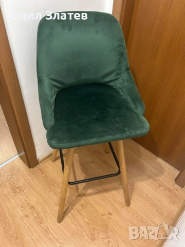 Бар табуретки/тъмнозелени/кадифе, снимка 3 - Столове - 51718476