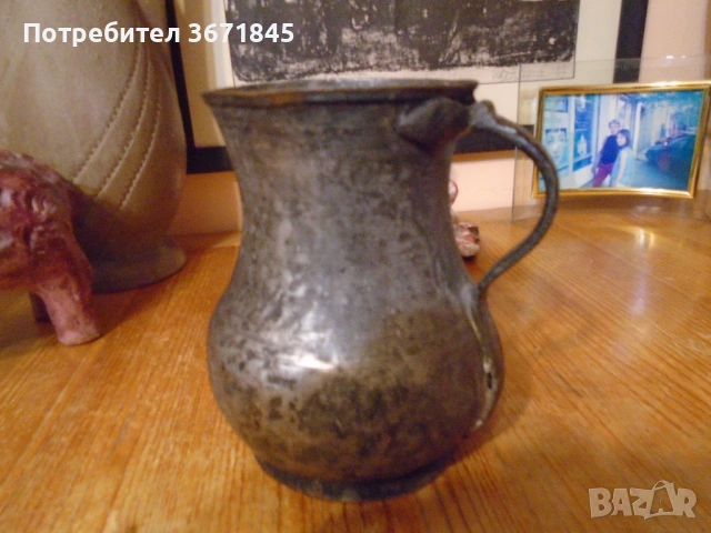 стара бакърена кана, ръчно кована, снимка 6 - Други ценни предмети - 53265494