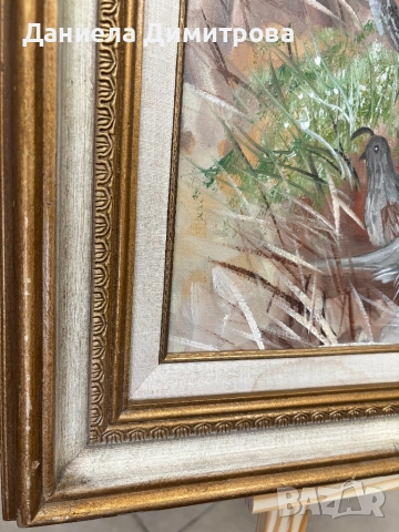Ръчно рисувана картина на платно в масивна рамка, снимка 5 - Картини - 53825308