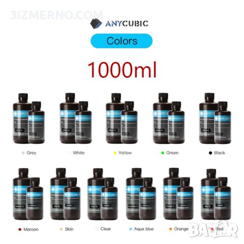 UV Resin Фотополимерна смола Anycubic : Basic, Water wash, ABS, DLP, Tough, снимка 3 - Принтери, копири, скенери - 41405484