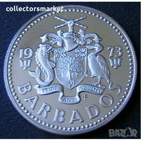 25 цента 1973 PROOF, Барбадос, снимка 2 - Нумизматика и бонистика - 34294076