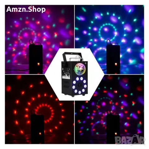 Сценично осветление 700W 3в1 Машина за мъгла и дим, звуково активирана стробоскоп LED RGB,, снимка 7 - Лед осветление - 50196213