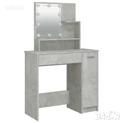 vidaXL Тоалетка с LED, бетонно сива, 86,5x35x136 см, снимка 3 - Маси - 56147807
