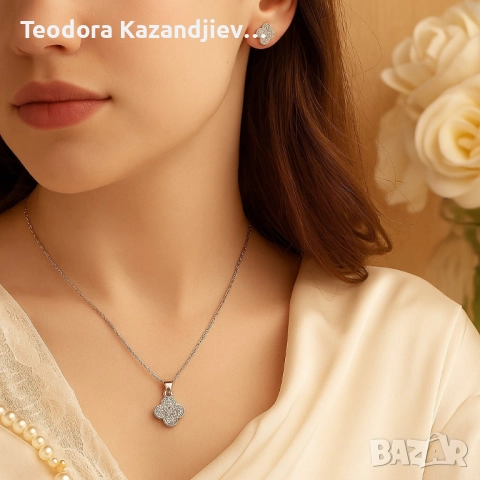 Елегантен комплект колие с обеци , снимка 3 - Бижутерийни комплекти - 51450366