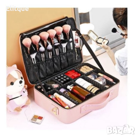 Професионален куфар с три отделения за козметика