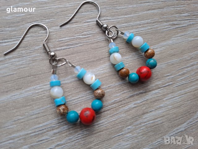 Обеци с ест.камъни, снимка 2 - Обеци - 41762393