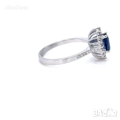 Златен пръстен със сапфир 0.77Ct. и диаманти 0.31Ct. чистота:SI размер:54 модел:42927-1, снимка 3 - Пръстени - 55824633