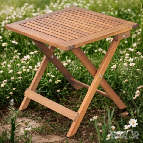 Маса сгъваема Muhler Meranti - 50x50xH68cm, дърво, снимка 4 - Други стоки за дома - 52137975
