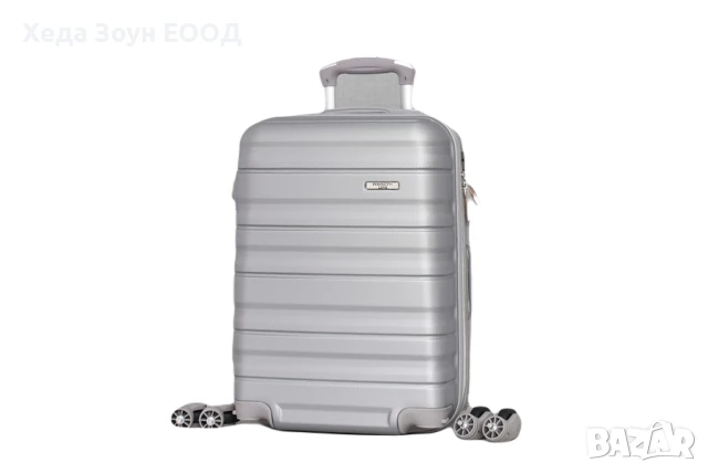 Куфар 55 х 37 х 23 см малък с махащи се колелца Син/ Сив, снимка 2 - Куфари - 51017475