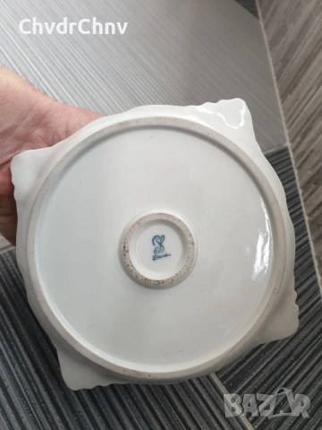 Dresden фигурална табакера 14см/Дрезден стар немски порцеланов цигаретник с херувими, снимка 6 - Декорация за дома - 53506685