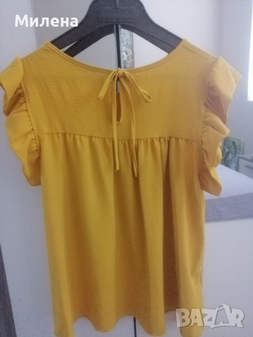 Блуза с къдри цвят горчица , снимка 5 - Ризи - 41981024