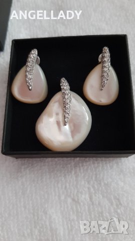  Сребърен комплект със седеф и циркони ., снимка 10 - Бижутерийни комплекти - 41979220