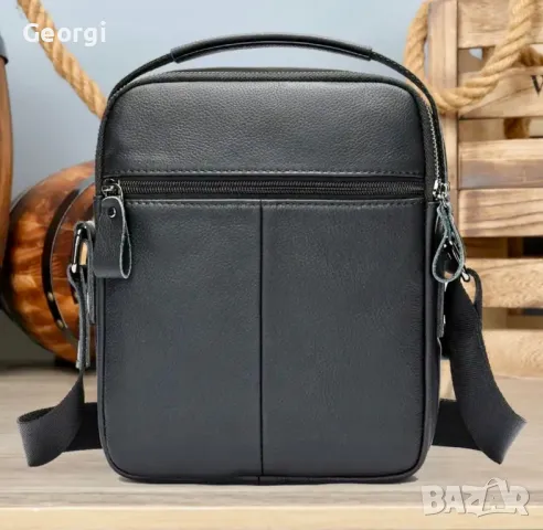 Обемна, Практична и Елегантна Мъжка бизнес чанта - Черна естествена кожа!, снимка 9 - Чанти - 49307322