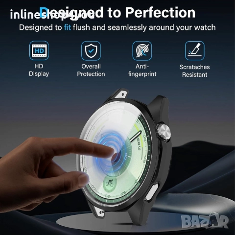 Силиконов Кейс 360° Градуса за Часовник Huawei Watch GT6 46mm - Черен, снимка 5 - Смарт гривни - 52648331