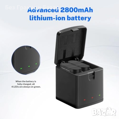 Нови GoPro Hero 13 батерии 2 броя 2800mAh + 3-канално зарядно станция, снимка 7 - Батерии, зарядни - 53685944